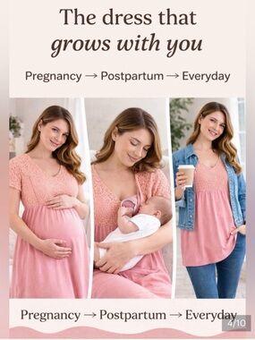 Seraphine Rose Pink Babydoll Maternity Top/Dress. Size 8